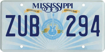 MS license plate ZUB294
