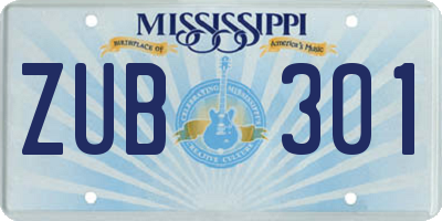 MS license plate ZUB301