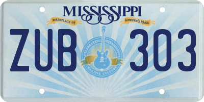 MS license plate ZUB303
