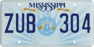 MS license plate ZUB304