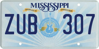 MS license plate ZUB307