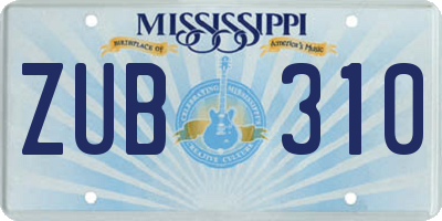 MS license plate ZUB310