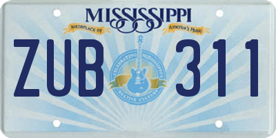 MS license plate ZUB311