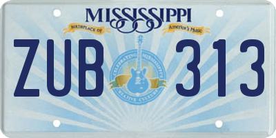 MS license plate ZUB313