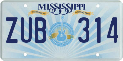 MS license plate ZUB314