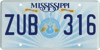 MS license plate ZUB316