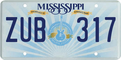MS license plate ZUB317