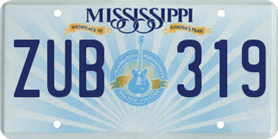 MS license plate ZUB319