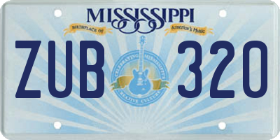 MS license plate ZUB320