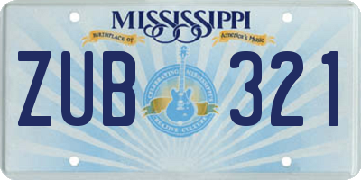 MS license plate ZUB321