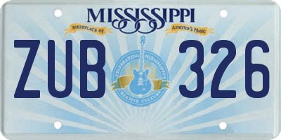 MS license plate ZUB326