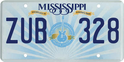 MS license plate ZUB328