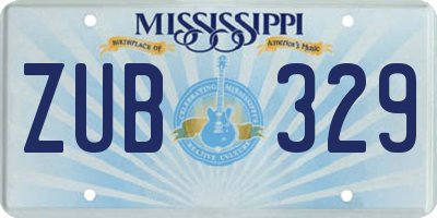 MS license plate ZUB329