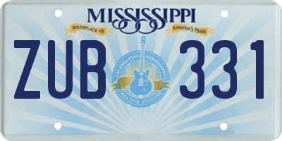 MS license plate ZUB331