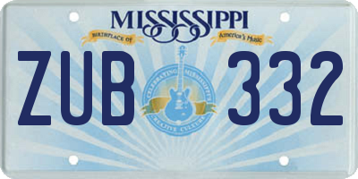 MS license plate ZUB332