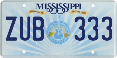 MS license plate ZUB333
