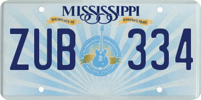 MS license plate ZUB334