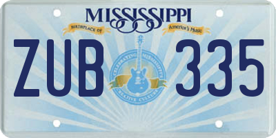 MS license plate ZUB335