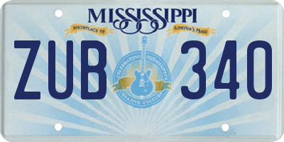 MS license plate ZUB340