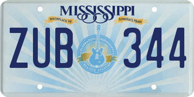 MS license plate ZUB344