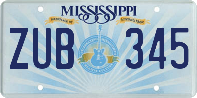MS license plate ZUB345