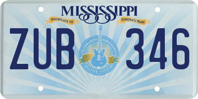 MS license plate ZUB346