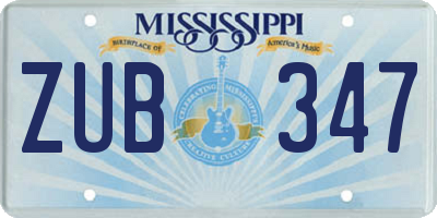 MS license plate ZUB347