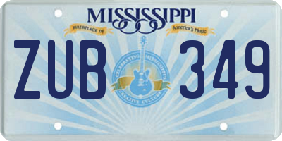 MS license plate ZUB349