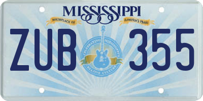 MS license plate ZUB355