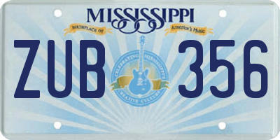 MS license plate ZUB356