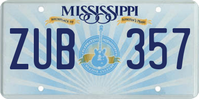 MS license plate ZUB357
