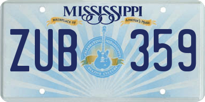 MS license plate ZUB359