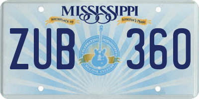 MS license plate ZUB360