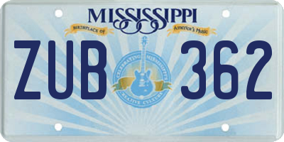 MS license plate ZUB362