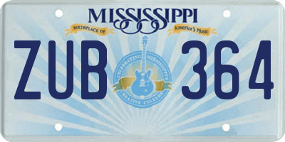 MS license plate ZUB364