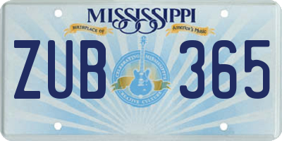 MS license plate ZUB365