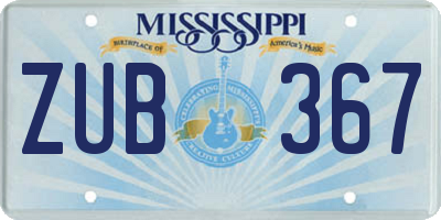 MS license plate ZUB367