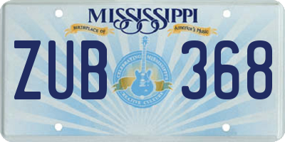 MS license plate ZUB368