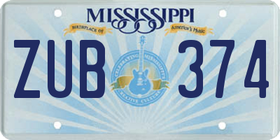 MS license plate ZUB374