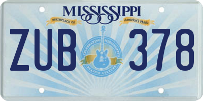 MS license plate ZUB378