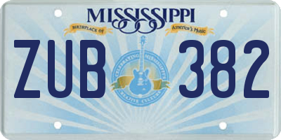 MS license plate ZUB382