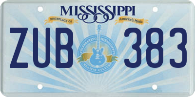 MS license plate ZUB383