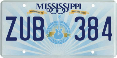 MS license plate ZUB384