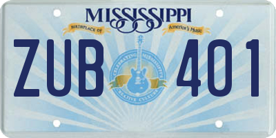 MS license plate ZUB401