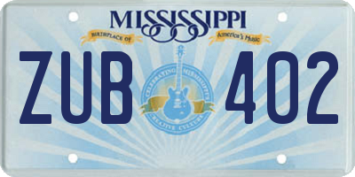 MS license plate ZUB402
