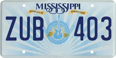 MS license plate ZUB403