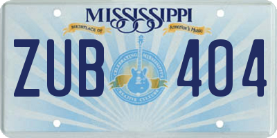 MS license plate ZUB404