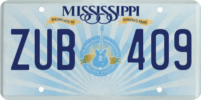 MS license plate ZUB409