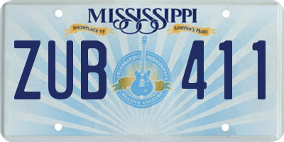 MS license plate ZUB411