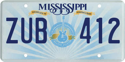 MS license plate ZUB412
